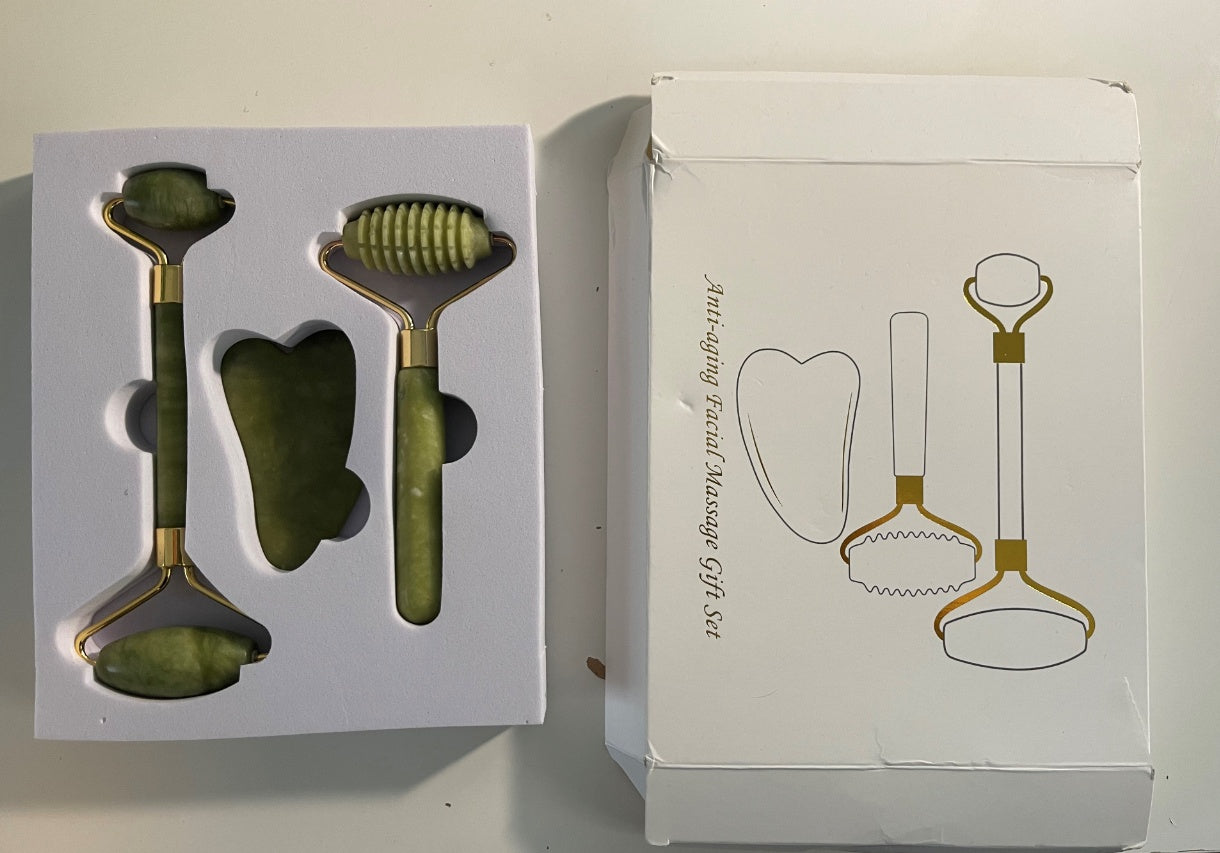 Massage Roller With Three Sets Of Facial Jade Massager Massage Roller With Three Sets Of Facial Jade Massager